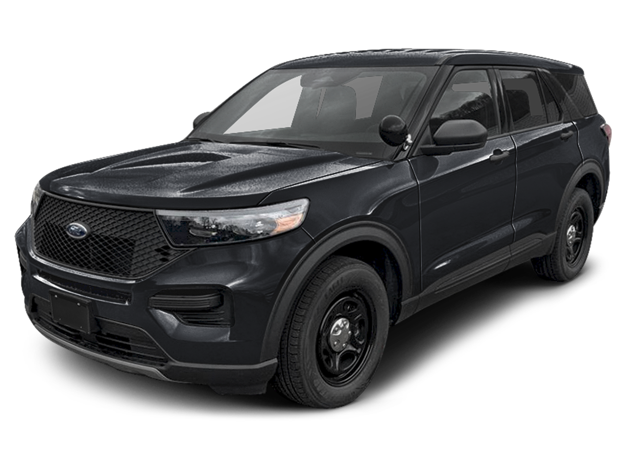 2026 Ford Explorer 4-Door 4DR AWD POLICE in Black — front three-quarter view