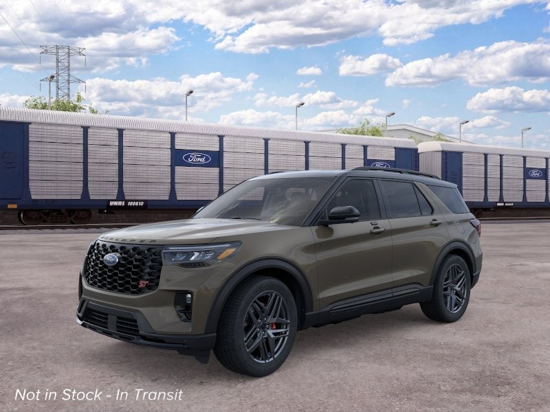 2026 Ford Explorer ST in Marsh Gray — front three-quarter view