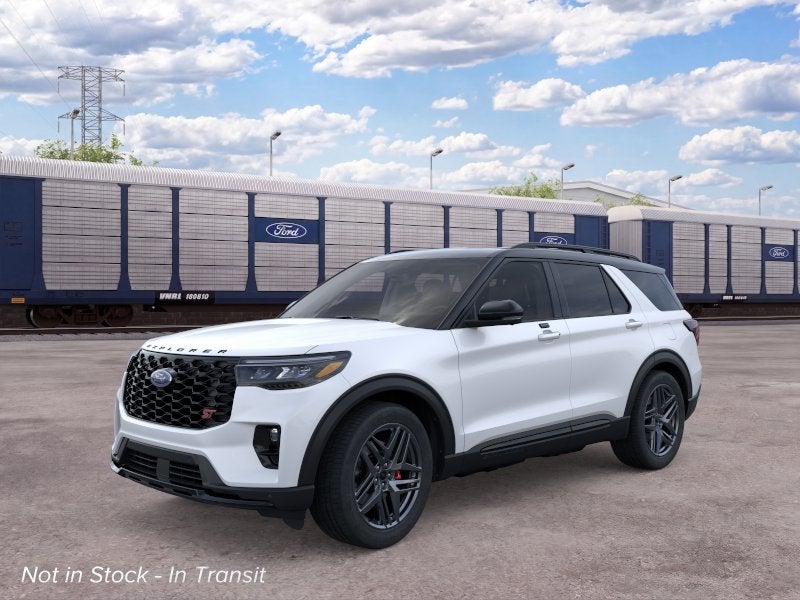 2026 Ford Explorer ST in Star White Metallic Tri-Coat — front three-quarter view