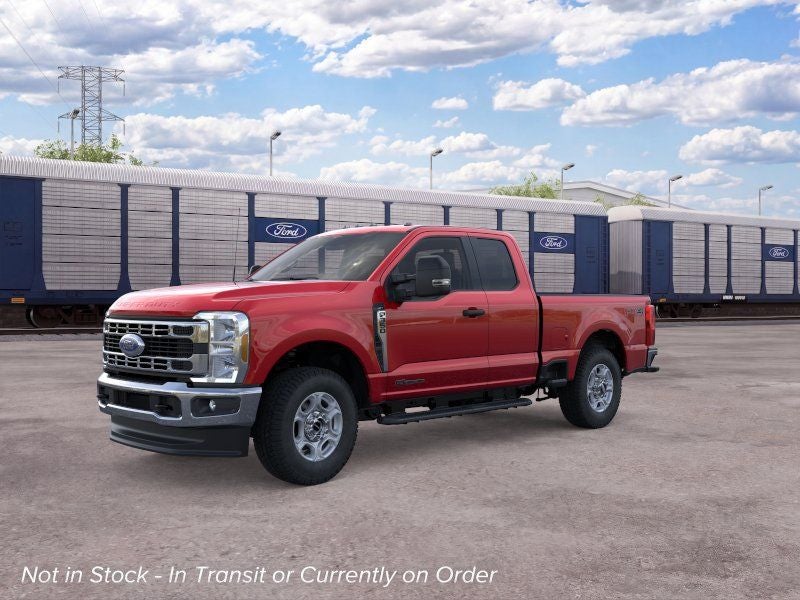 2026 Ford Super Duty F-350 XLT in Ruby Red Metallic Tinted Clearcoat — front three-quarter view