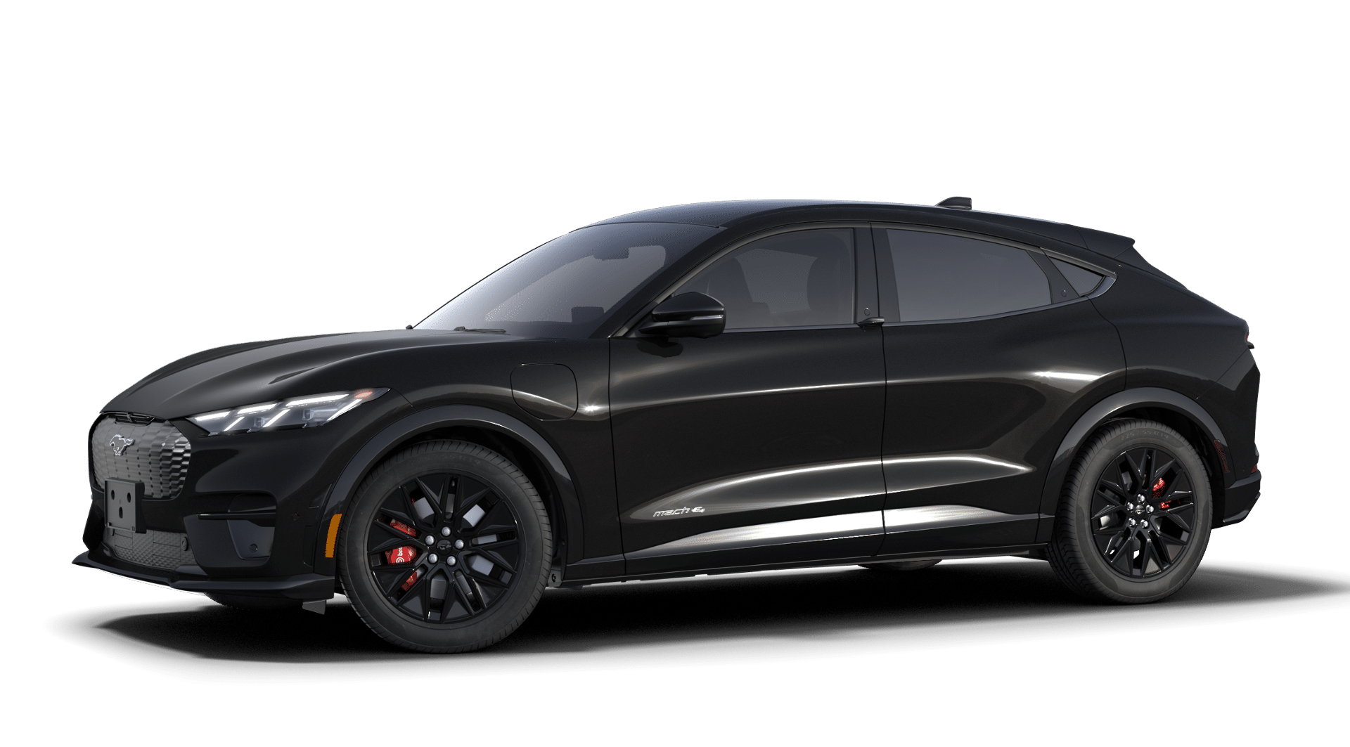2025 Ford Mustang Mach-E Premium in Shadow Black — front three-quarter view
