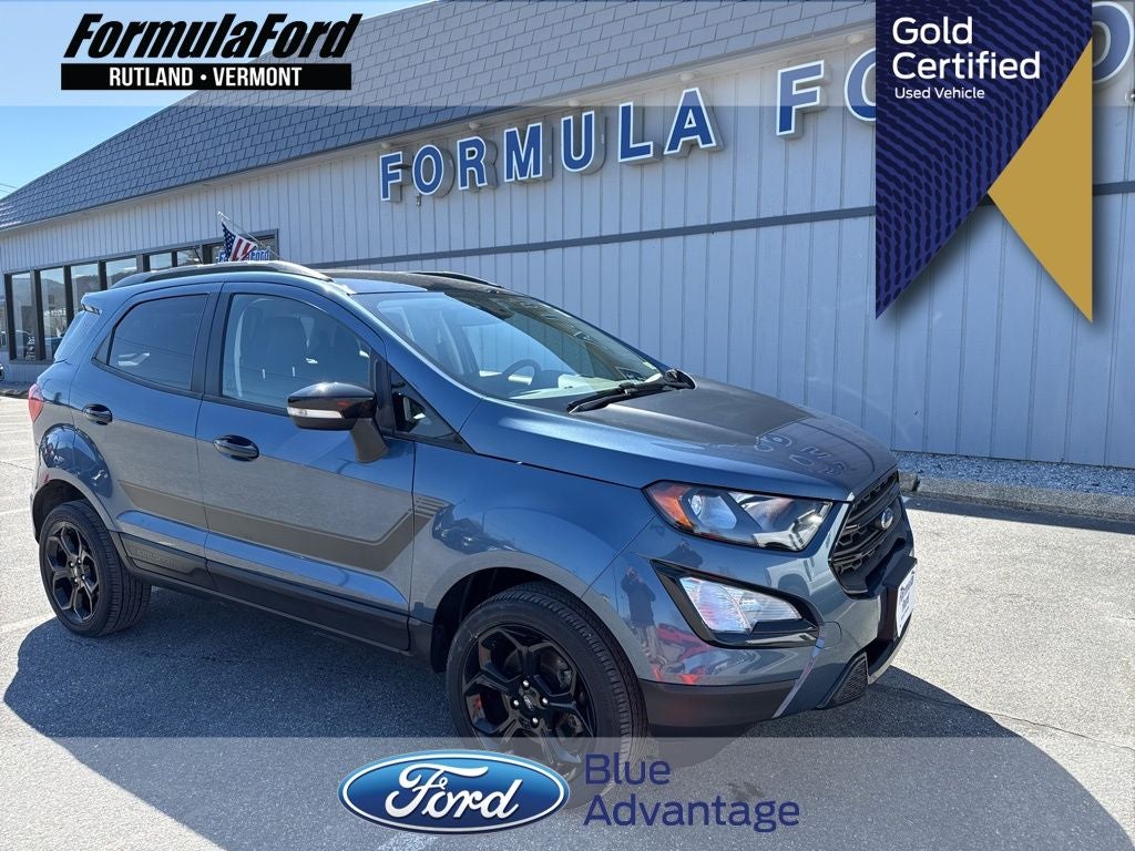 2022 Ford EcoSport SES in Blue Metallic — front three-quarter view